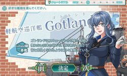  1girl :d black_neckwear blue_hair blue_sailor_collar character_name gameplay_mechanics gloves gotland_(kantai_collection) hair_bun half_gloves kantai_collection long_hair looking_at_viewer machinery military military_uniform neckerchief open_mouth sailor_collar smile smokestack solo sozan turret uniform upper_body white_gloves 