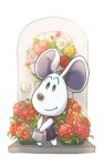  1girl animal_ears artist_name doubutsu_no_mori flower furry highres mouse_ears mouse_tail rose solo sparkle tail tome_(doubutsu_no_mori) watering_can white_background 