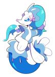 :&gt; artsy-rc blue_eyes commentary english_commentary full_body gen_7_pokemon highres no_humans pokemon pokemon_(creature) primarina signature simple_background solo white_background 