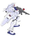  absurdres dated green_eyes gun gundam gundam_0083 gundam_gp-03_stamen highres holding holding_weapon legs_apart mecha rifle robot_joints thrusters weapon white_background yanada_kiyorin 