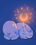  artist_name blue_background charmander closed_eyes crescent_moon gen_1_pokemon glowing meyoco moon no_humans pokemon pokemon_(creature) simple_background sparkle tail 