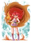  1girl 4suke character_request closed_mouth dress fire long_hair looking_at_viewer magic panel_de_pon smile solo 