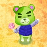  1boy animal_ears bear bear_ears candy closed_eyes doubutsu_no_mori food furry highres norio_(doubutsu_no_mori) solo take_yo 