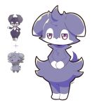  :&lt; artsy-rc closed_mouth commentary english_commentary espurr full_body fusion gen_8_pokemon highres indeedee indeedee_(male) jitome looking_at_viewer no_humans plus_sign pokemon pokemon_(creature) signature simple_background solo standing white_background 