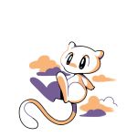  clouds cloudy_sky commentary creature english_commentary floating full_body gen_1_pokemon mew monochrome no_humans pokemon pokemon_(creature) rumwik signature simple_background sky solo white_background 