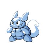  black_eyes blue_theme commentary creature english_commentary fang full_body gen_1_pokemon monochrome no_humans pokemon pokemon_(creature) rumwik shell signature simple_background solo standing wartortle white_background 