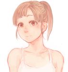  1girl bare_shoulders brown_eyes brown_hair camisole closed_mouth looking_at_viewer original ponytail shu-mai simple_background smile solo upper_body white_background 