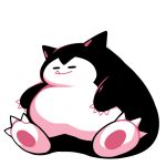  claws closed_eyes closed_mouth commentary creature english_commentary facing_viewer fang full_body gen_1_pokemon monochrome no_humans pokemon pokemon_(creature) pokemon_(game) pokemon_rgby pokemon_rgby_(style) rumwik signature simple_background sitting smile snorlax solo white_background 