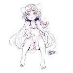  1girl animal_ears ejami long_hair looking_at_viewer simple_background solo swimsuit tail white_background 
