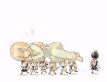  6+girls carrying_overhead crown fairy_(kantai_collection) kantai_collection lying mini_crown multiple_girls on_side otoufu pajamas school_uniform serafuku sleeping warspite_(kantai_collection) zzz 