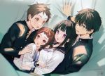  2boys 2girls black_hair black_sailor_collar blue_neckwear brown_eyes brown_hair chitanda_eru fukube_satoshi gakuran green_eyes hyouka ibara_mayaka long_hair mery_(apfl0515) multiple_boys multiple_girls neckerchief oreki_houtarou red_eyes sailor_collar school_uniform serafuku short_hair upper_body violet_eyes 