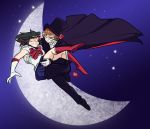  carrying cosplay fujifingerz_(artist) highres kill_la_kill mankanshoku_mako matoi_ryuuko md5_mismatch moon princess_carry sailor_moon sailor_moon_(cosplay) tuxedo_kamen tuxedo_kamen_(cosplay) yuri 