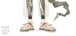  1girl arknights black_pants commentary_request ifrit_(arknights) leggings norizc pants see-through shoes simple_background sneakers solo standing tail white_background 