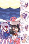  animal_ears bad_id black_hair bunny_ears chibi inaba_tewi japanese_clothes kimono long_hair lowres purple_hair rabbit_ears reisen_udongein_inaba short_hair touhou 