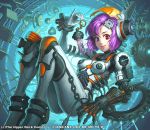  cable cables heterochromia mechanical mechanism nariann purple_hair sci-fi science_fiction scifi short_hair smile 