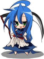  barefoot buuwa chibi cosplay izumi_konata lucky_star mole onozuka_komachi onozuka_komachi_(cosplay) parody scythe solo touhou 