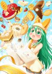  animal_hat anniversary bike_shorts cake cherry cookie cream food fruit gift green_eyes green_hair hat komin komin-chan long_hair original pastry pudding strawberry sweets vanilla_(v-palace) vanira_(pixvi28240) 