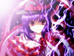  hat lightning nagae_iku purple_hair ribbon ribbons short_hair shushio touhou 