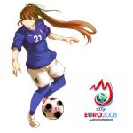  2008 bad_id ball brown_hair clothes_writing europass italy long_hair playing_sports ponytail soccer soccer_ball sport sports_uniform sportswear 