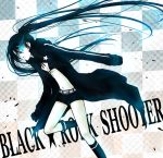  black&acirc;&tilde;&hellip;rock_shooter black_rock_shooter black_rock_shooter_(character) blue_eyes long_hair midriff navel nino nino_(sssaries) shorts solo twintails 