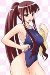  1girl mahou_sensei_negima! mikagami_sou one-piece_swimsuit ookouchi_akira school_swimsuit solo swimsuit towel wet 