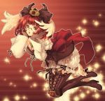  1girl boots bow brown_eyes dress glasses gloves grimgrimoire hair_bow head_wings headwings margarita_surprise nippon_ichi red_hair redhead ribbon ribbons shima_(pixiv) shima_chiyo shima_tiyo short_hair solo thigh_boots thighhighs winged_shoes 