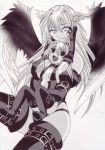  altima chibi cleavage elbow_gloves final_fantasy final_fantasy_tactics gloves hal_(haruna) hal_(pixiv53536) head_wings headwings hug long_hair lowres monochrome thigh-highs thighhighs time_paradox ultima_(fft) wings 