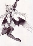  altima cleavage elbow_gloves final_fantasy final_fantasy_tactics gloves hal_(haruna) hal_(pixiv53536) head_wings headwings long_hair lowres monochrome solo thigh-highs thighhighs ultima_(fft) wings 