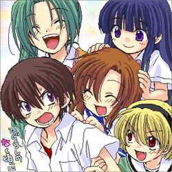  fang furude_rika higurashi_no_naku_koro_ni houjou_satoko lowres maebara_keiichi oekaki ryuuguu_rena sonozaki_mion 