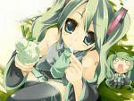  eating food green_hair hatsune_miku ice_cream thighhighs twintails vocaloid 