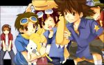  angry bokomon brown_eyes brown_hair daimon_masaru digimon digimon_adventure digimon_adventure_02 digimon_frontier digimon_savers digimon_tamers goggles jewelry kanbara_takuya kurot male matsuda_takato motomiya_daisuke necklace neemon saliva sleeping smile spiked_hair yagami_taichi 