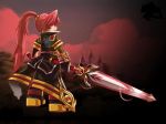  cloak elesis grand_chase long_hair lowres ponytail red_eyes red_hair redhead savior sword weapon 