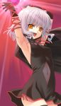  armpits arms_up bell_zephyr cape gloves magic navel night_wizard open_mouth ribbon ribbons short_hair silver_hair skirt thigh-highs thighhighs white_hair yellow_eyes 