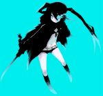  black_rock_shooter black_rock_shooter_(character) blue_eyes datsuryokugen long_hair pale_skin shorts solo twintails 