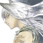  fox_ears long_hair lowres male sleeveless tonco white_hair yellow_eyes youko_kurama yu_yu_hakusho yuu_yuu_hakusho 