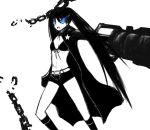  bad_id black&acirc;&tilde;&hellip;rock_shooter black_hair black_rock_shooter black_rock_shooter_(character) blue_eyes chain chains midriff navel scar solo twintails weapon 