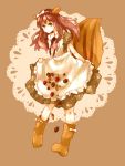  1girl bad_id boots brown_eyes brown_hair dada_(dolce) dress long_hair original squirrel_ears squirrel_tail tail 