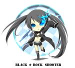  black&acirc;&tilde;&hellip;rock_shooter black_rock_shooter black_rock_shooter_(character) blue_eyes chibi long_hair midriff sangatsu_youka shorts solo twintails 