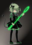  glow green_eyes green_hair key original oversized_object soutatsu thigh-highs thighhighs zettai_ryouiki zipper 