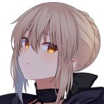  1girl ahoge artoria_pendragon_(all) bangs black_ribbon blonde_hair braid close-up commentary_request fate/stay_night fate_(series) hair_ribbon highres jun_(aousa0328) lock looking_at_viewer ribbon saber_alter short_hair short_hair_with_long_locks simple_background solo white_background yellow_eyes 