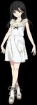  1girl black_background black_hair brown_eyes dress final_fantasy final_fantasy_vii final_fantasy_vii_remake frilled_sleeves frills full_body long_hair looking_at_viewer official_art roberto_ferrari sandals short_dress sleeveless socks solo standing tifa_lockhart white_dress younger 