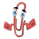  blue_eyes clippy commentary cwolfcommander english_commentary full_body gen_4_pokemon looking_at_viewer microsoft_office no_humans pokemon pokemon_(creature) rotom rotom_(other) simple_background solo white_background 