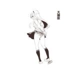  1girl character_request chinese_text ejami greyscale long_hair monochrome panties simple_background solo underwear white_background 
