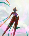  chrishohl clouds cloudy_sky creature deoxys deoxys_(attack) feet_out_of_frame gen_3_pokemon highres looking_at_viewer no_humans outdoors pokemon pokemon_(creature) sky solo 