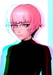  1girl absurdres bangs blunt_bangs character_request ghost_in_the_shell ghost_in_the_shell:_sac_2045 glasses highres ilya_kuvshinov lips looking_at_viewer pink_hair semi-rimless_eyewear short_hair solo upper_body violet_eyes 