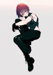  1girl absurdres bare_shoulders boots fingerless_gloves ghost_in_the_shell gloves highres kusanagi_motoko looking_at_viewer purple_hair shiomi_(lowrise) short_hair sleeveless solo 