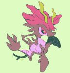  commentary commission creature dragalge english_commentary full_body gen_6_pokemon green_background highres no_humans pinkgermy pokemon pokemon_(creature) signature simple_background solo violet_eyes 