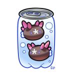  bubble can commentary creature english_commentary full_body gen_7_pokemon no_humans pinkgermy pokemon pokemon_(creature) pyukumuku signature simple_background underwater water white_background 