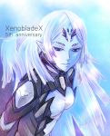  1girl agasa_(agasaillust) alien armor blue_skin breasts elma_(true_form)_(xenoblade_x) elma_(xenoblade_x) long_hair pointy_ears silver_hair small_breasts solo spoilers twitter_username violet_eyes xenoblade_chronicles_x 