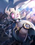  :o commentary creature english_commentary full_body gears gen_7_pokemon magearna magearna_(normal) mythical_pokemon no_humans pokemon signature skizze solo sunlight violet_eyes 